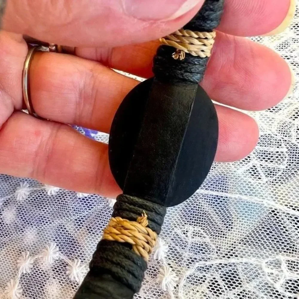 Vintage Leather & Mother of Pearl Boho Bracelet